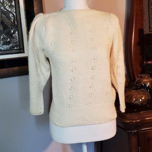 Off White VTG Silk/Angora Sweater w/faux pearls